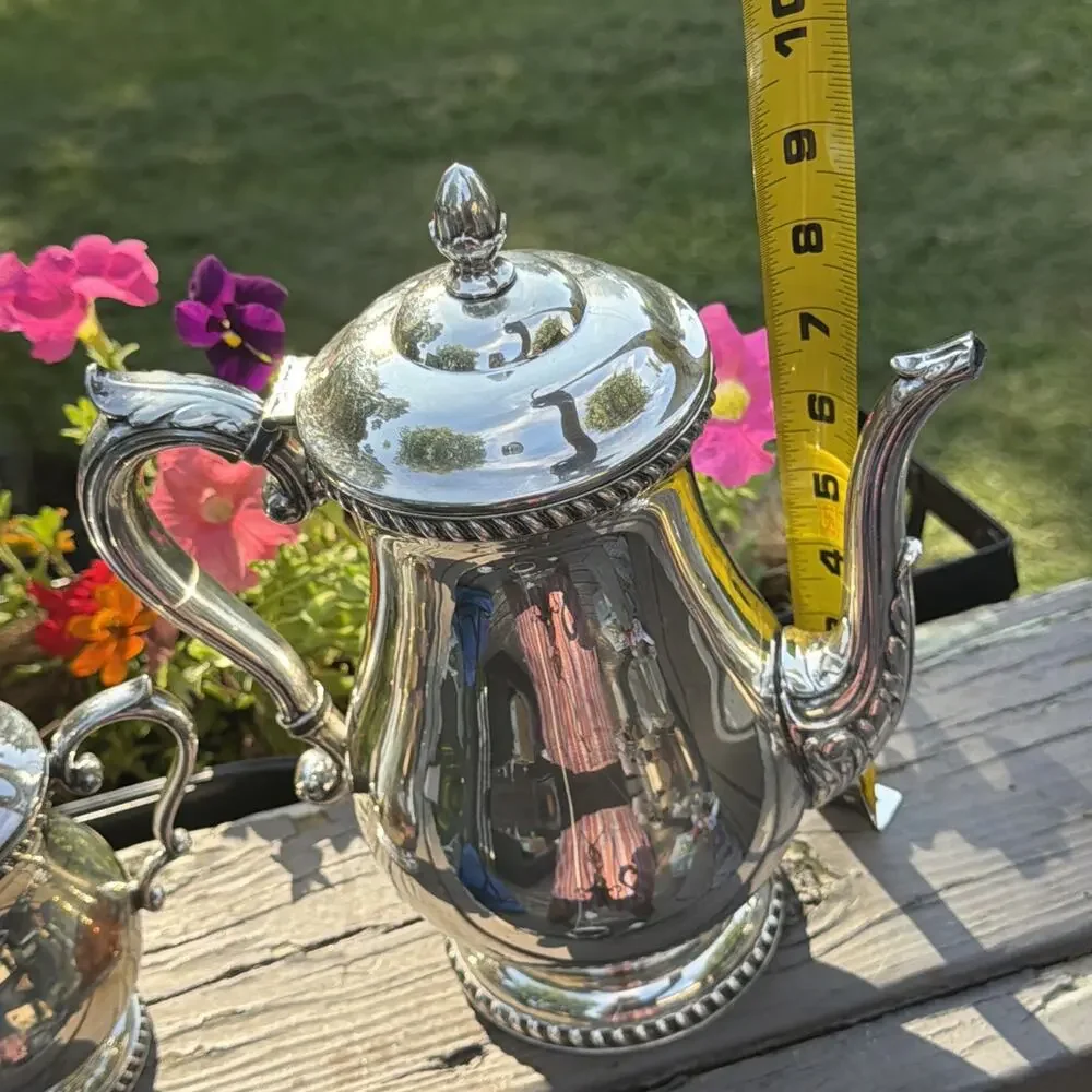 Vintage Art Silver Co SPC 7500 Silverplate 3 Pc Tea Coffee Set 1930s 1940s Art